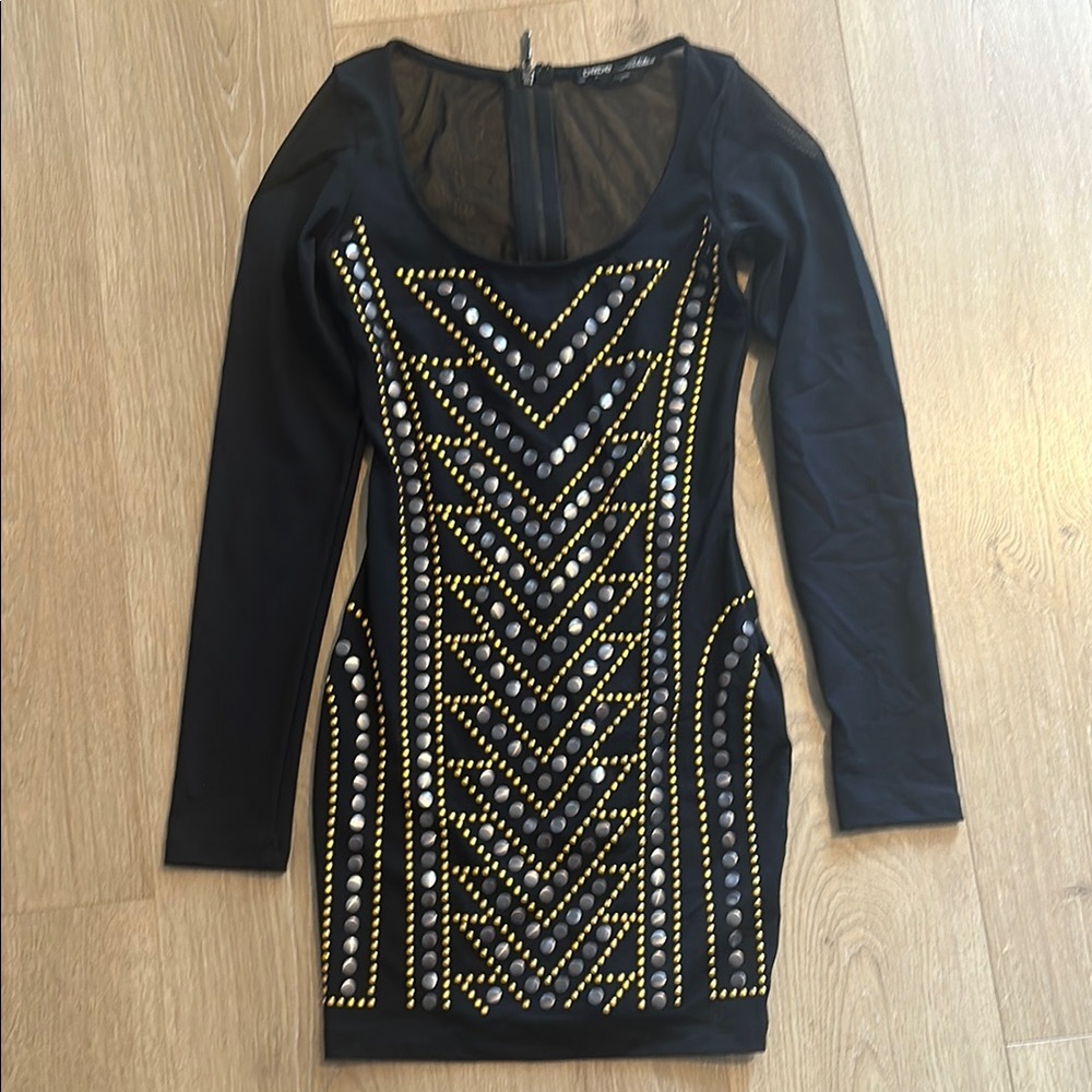 Black Studded Bodycon Dress